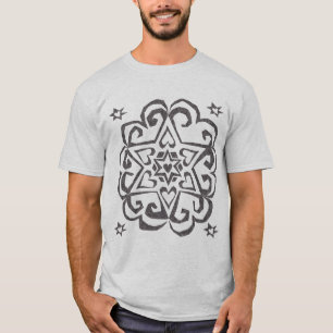 T-shirt Encre d'obscurité de mandala de coeur d'étoile d