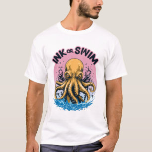 T-shirt Encre Ou Baignade Citation de tatouage de pieuvr