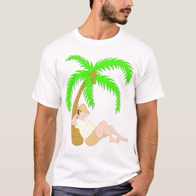 T-shirt Endormi sous un palmier (Devant)