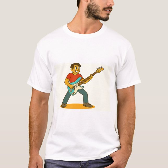 T-shirt Energetic man playing bass (Devant)