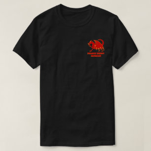 T-shirt ÉNERGIE de DRAGON rouge de dos d'avant d'or de