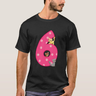 T-shirt Enfant 6ème anniversaire chat célébrant 6 ans chat