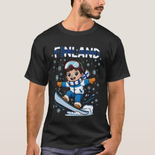 T-shirt Enfant de Finlande Snowboard Drapeau de ski de Fin