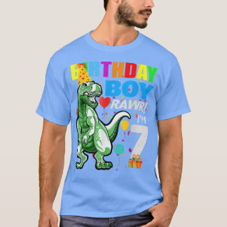 T-shirt Enfant Dinosaur Septième anniversaire Sept 7 ans