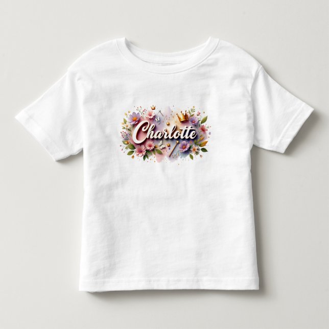 T-Shirt Enfant Fleur Princesse Personnalisé (Devant)