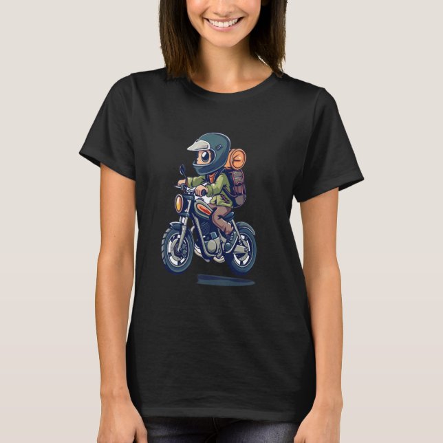 T-shirt Enfant Garçon À Rider Moto Retour À L'École Enfant (Devant)