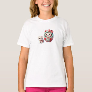 T-shirt enfant - jolie Daruma japonaise avec chiot