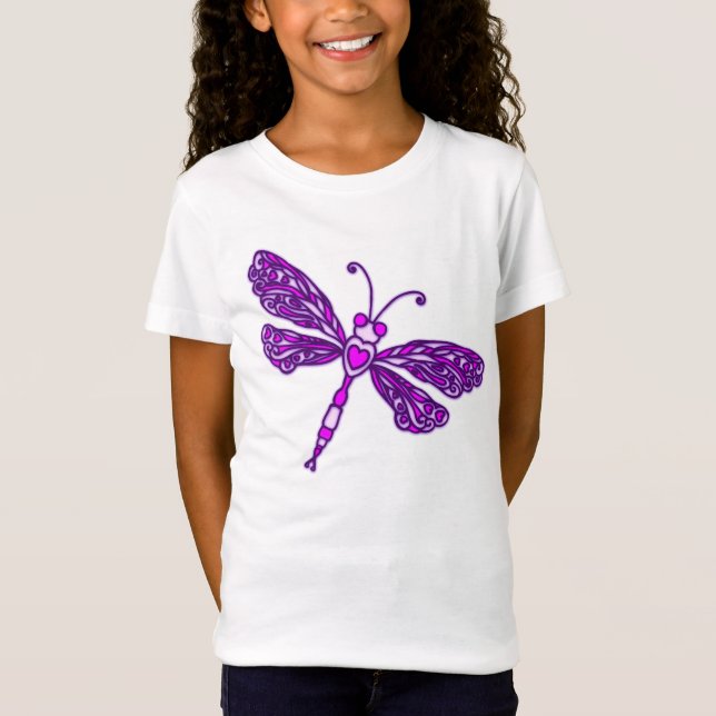 T-shirt enfant libellule violet stylisé (Devant)