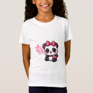T-Shirt Enfant Panda Kawaii avec Nœud Rose – Adora
