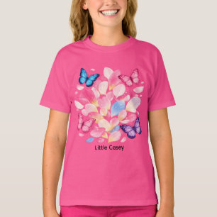 T-Shirt Enfant Papillon & Fleur Nom Personnalisé