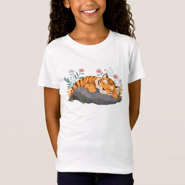 T-shirt enfant tigre dormant mignon (Devant)