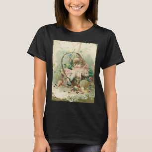 T-shirt Enfant victorienne vintage, fille panier de fruits