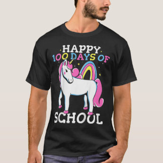 T-shirt Enfants 100ème Jour De L'École Filles Joyeux 100 J