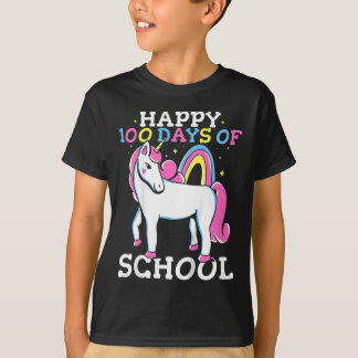 T-shirt Enfants 100ème Jour De L'École Filles Joyeux 100 J
