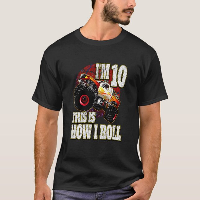 T-shirt Enfants 10 ans Anniversaire Amours Monster Camion (Devant)