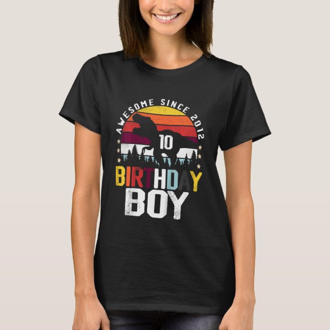 T-shirt Enfants 10 ans Anniversaire Garçon Dinosaur Rex Aw (Devant)