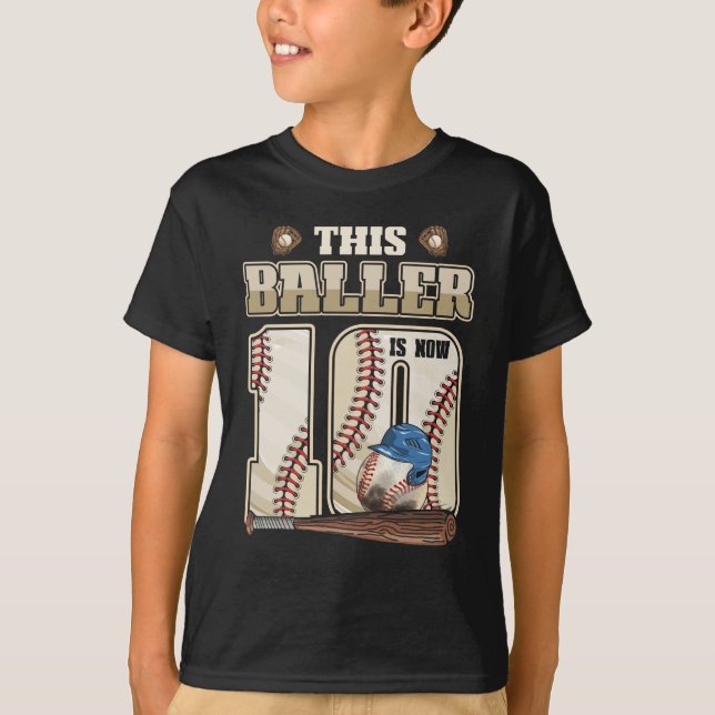 T-shirt Enfants 10e anniversaire de baseball garçon 10 ans (Devant)