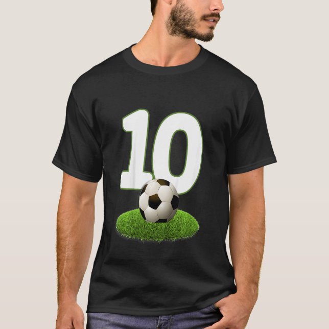 T-shirt Enfants 10e anniversaire garçons 10 ans Football F (Devant)