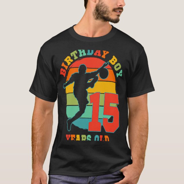 T-shirt Enfants 15 ans Football Anniversaire Fête Thème 15 (Devant)