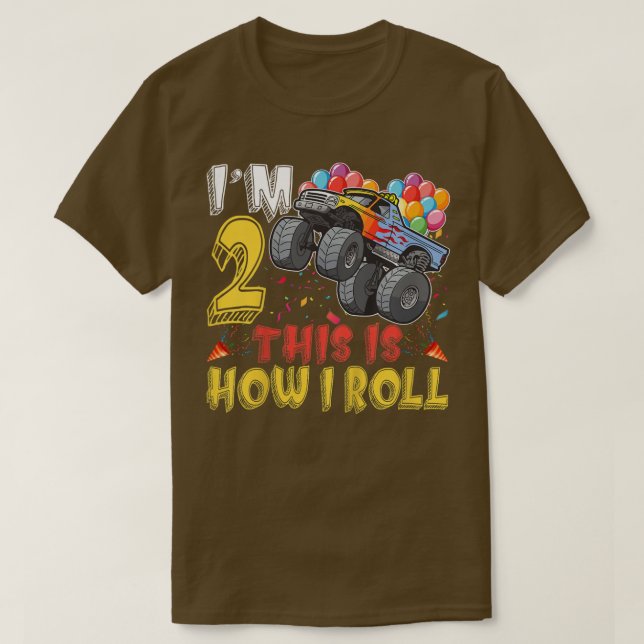 T-shirt Enfants 2 ans 2e anniversaire Garçon Monster Camio (Design devant)