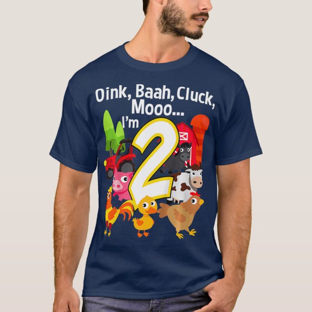 T-shirt Enfants 2 ans Ferme Anniversaire Fête Animal Grang (Devant)