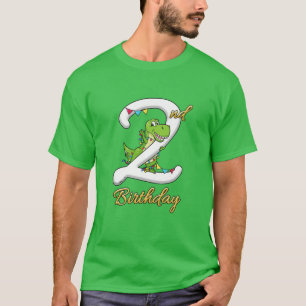 T-shirt Enfants 2 Ans Garçons 2E Anniversaire Dinosaur D