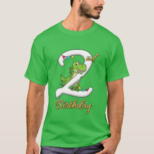 T-shirt Enfants 2 Ans Garçons 2E Anniversaire Dinosaur D