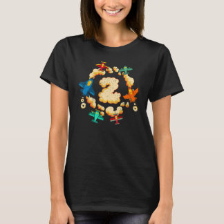 T-shirt Enfants 2e anniversaire Avions Garçons Filles 2 an
