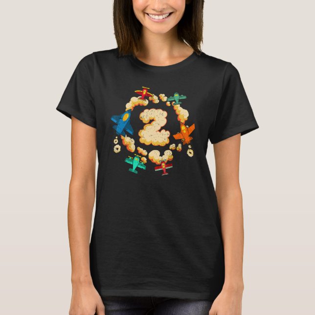 T-shirt Enfants 2e anniversaire Avions Garçons Filles 2 an (Devant)