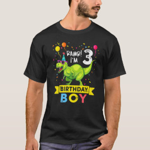 T-shirt Enfants 3 ans 3ème anniversaire garçon T Rex Dinos
