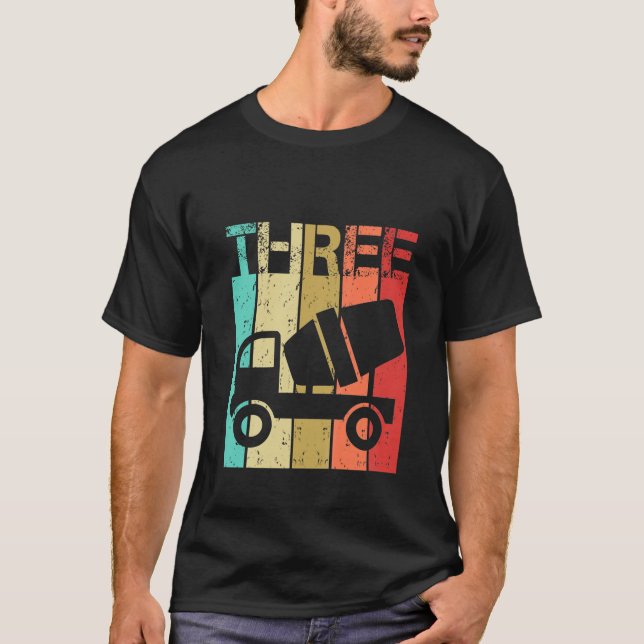 T-shirt Enfants 3 ans Camion de construction Anniversaire  (Devant)