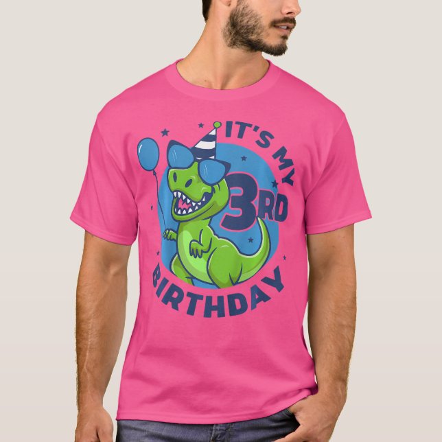 T-shirt Enfants 3E Anniversaire Enfants Dinosaur 3 Ans Din (Devant)