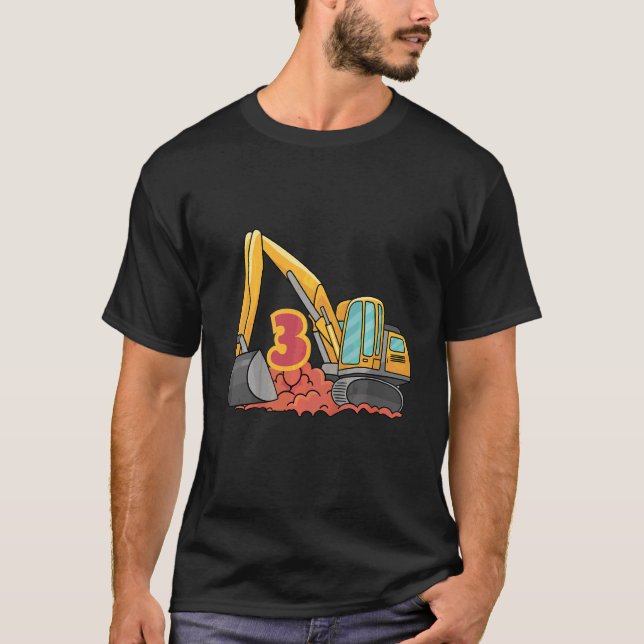 T-shirt Enfants 3e anniversaire Excavateur Garçons Filles  (Devant)