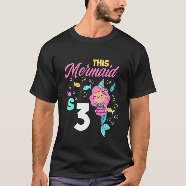 T-shirt Enfants 3e anniversaire filles sirène 3 ans sirène (Devant)