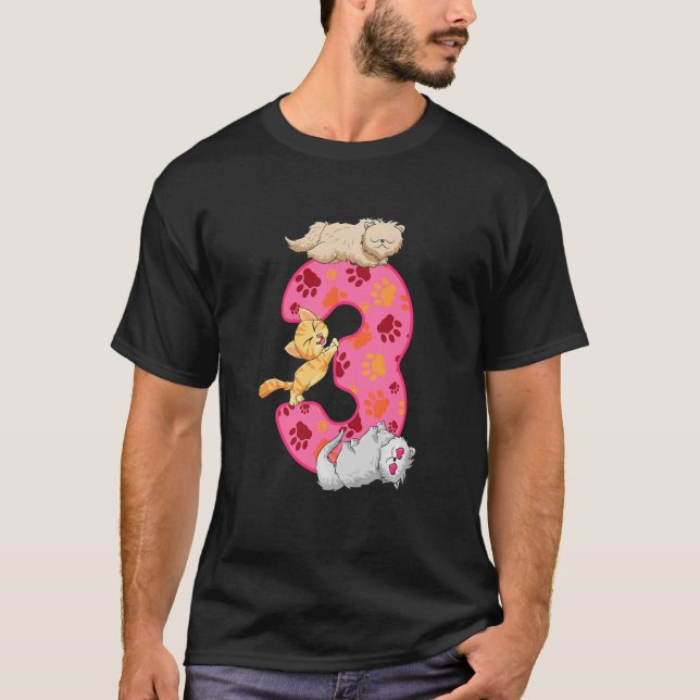 T-shirt Enfants 3e anniversaire Kittens Balloon Chat Paw T (Devant)
