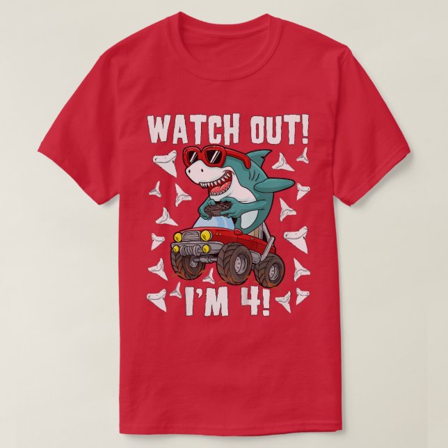 T-shirt Enfants 4 ans 4 ans 4 anniversaire requin garçon f (Design devant)