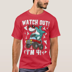 T-shirt Enfants 4 ans 4 ans 4 anniversaire requin garçon f