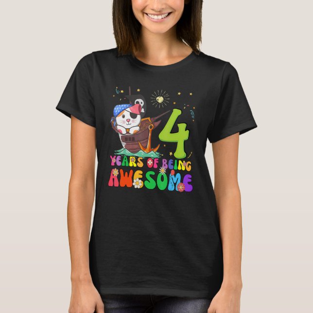T-shirt Enfants 4 ans Ados 4e anniversaire fille incroyabl (Devant)