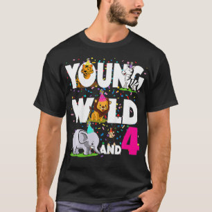 T-shirt Enfants 4 ans Anniversaire Fille Safari Zoo Jungle
