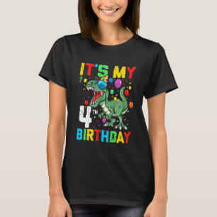 T-shirt Enfants 4 ans Dinosaure C'est mon 4e anniversaire