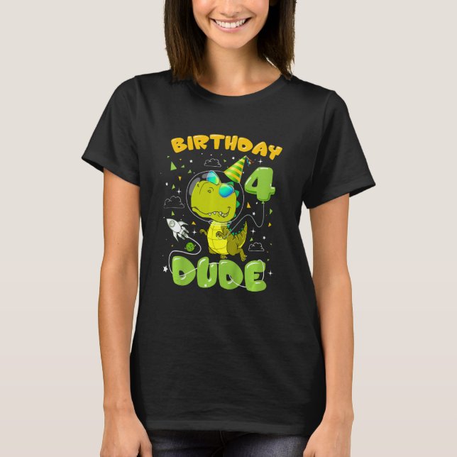 T-shirt Enfants 4 ans Dinosaure Espace extra-atmosphérique (Devant)