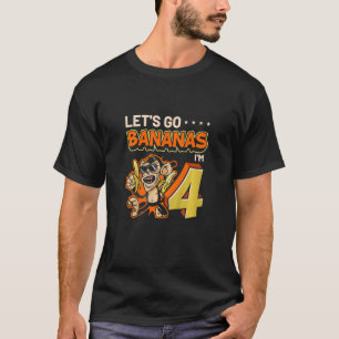 T-shirt Enfants 4 ans Let's Go Bananas Monkey Zoo 4th Bi