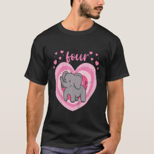 T-shirt Enfants 4 ans mignonne Eléphant Anniversaire Fille