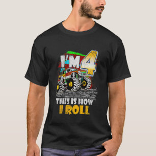 T-shirt Enfants 4 ans Monster Truck 4e anniversaire Garçon