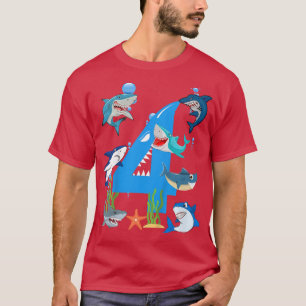 T-shirt Enfants 4 ans requin vieux OcéanThème de fête 4ème