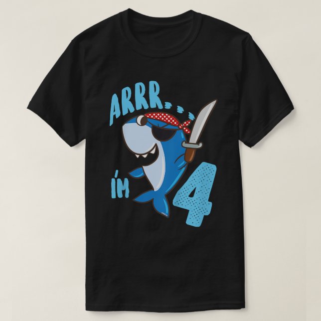 T-shirt Enfants 4Anniversaire Idée cadeau Garçons Shark Pi (Design devant)