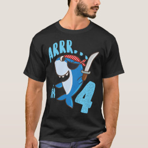 T-shirt Enfants 4Anniversaire Idée cadeau Garçons Shark Pi