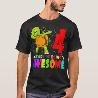 T-shirt Enfants 4e anniversaire Fête Dabbing Tortue 4 ans 