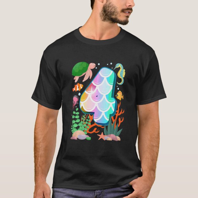 T-shirt Enfants 4e anniversaire Poisson Tetra Aquarium Sou (Devant)
