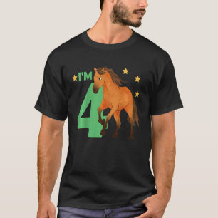 T-shirt Enfants 4ème Anniversaire Cheval Quatre Ans Fe